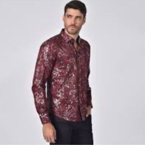 Paisley Jaquard Foil Button Down Shirt size XL